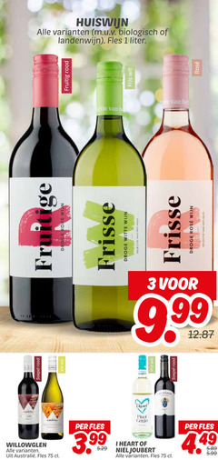  1 3 soepel rood wit fruitige droge rode win frisse witte wijn huis fruitig huiswijn biologisch landenwijn fles liter le b rose fris bortoli willowglen 3.99 pinot grigio heart 5.99 rosee 