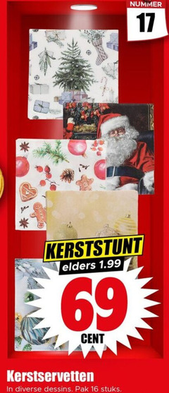  16 17 69 nummer kerststunt elders cent kerstservetten dessins pak stuks 