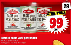  10 99 400 bertolli basis pastasaus pastas tradizionale knoflook italiaanse tomaten basilicum oregano chilipeper nummer cent blik december 