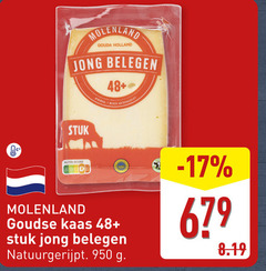  kaas 7 950 molenland gouda holland jong belegen stuk nutri score 48 minimaal weken goudse natuurgerijpt 