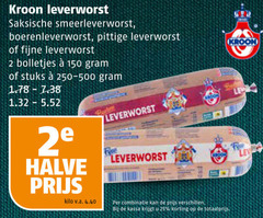 kroon leverworst 2 25 150 saksische smeerleverworst boerenleverworst pittige fijne bolletjes stuks 2e halve fine kilo v.a. combinatie kassa 