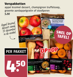  20 verspakketten appel kruimel dessert champignon groente aardappelgratin stoofperen december tafel pakket 