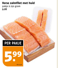  250 verse zalmfilet huid pakje kilo 