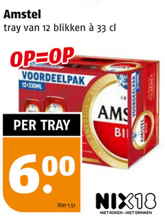  amstel blikjes bier 12 18 33 tray blikken 60 liter nix18 roken drinken 