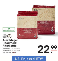  alex meijer koffie eerlijke co. excellent lex roodmerk rouge snelfiltermaling moulu fi medium gebrand standard mediums 00 filterkoffie snelfilter pak 1 5 kilo 