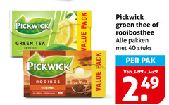  pickwick thee 40 100 green tea lemon rooibos original caffeine natural pack groen rooibosthee pakken stuks pak 
