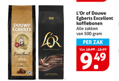  douwe egberts l or koffiebonen 19 100 500 excellent arabica gold complex espresso forza intensity intense fiery zakken zak 
