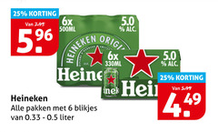  heineken blikjes bier 6 25 6x 500ml originele 330ml reine pakken liter hei nek 5.99 
