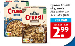  quaker cruesli 4 new same taste nuts chocolate granola pakken pak 