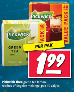  pickwick thee 40 green tea lemon count pak rooibos engelse melange zakjes 