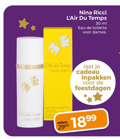  nina ricci eau de toilette 30 2900 du temps ml dames cadeau feestdagen elders 