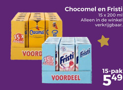  fristi chocomel chocolademelk drinkyoghurt 15 200 200ml ml voordeel pak 