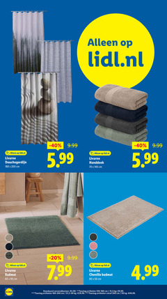 klik op dit plaatje voor een vergroting en voor vergelijkbare aanbiedingen gerelateerd aan
50 60 80 90 140 180 200 240 lidl.nl livarno douchegordijn cm 5.99 handdoek badmat chenille verzendkosten 4 99 toeslag artikelen 31 5 9 50 60 80 90 140 180 200 240 lidl.nl livarno douchegordijn cm 5.99 handdoek badmat chenille verzendkosten 4 99 toeslag artikelen 31 5 9