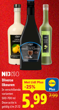  likeur 700 crema cream liqueur chocolate flavour 14 ml nix18 likeuren 5.99 