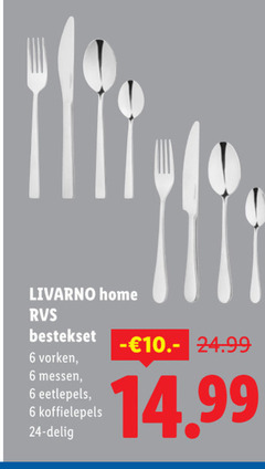  6 24 livarno home rvs bestekset vorken messen eetlepels koffielepels delig 