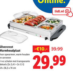 14 64 lidl.nl silvercrest warmhoudplaat voor opwarmen   warm houden en serveren rvs schalen met transparante deksels   2x 2 41   1 11   x 36 5 cm -     10.- 39.99 29.99 