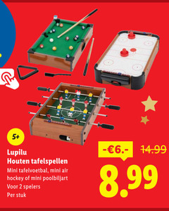  2 5 lupilu houten mini tafelvoetbal air hockey poolbiljart spelers stuk 