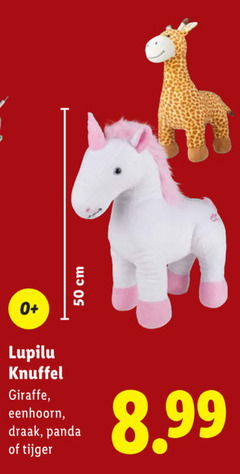  50 cm lupilu knuffel giraffe eenhoorn draak panda tijger 