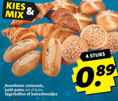  kaiserbroodjes petit pains 4 mix roomboter croissants wit bruin tijgerbollen stuks 
