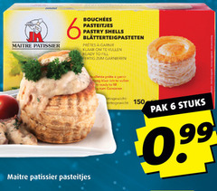  pasteibakjes 6 150 maitre patissier pasteitjes pastry shells klaar vullen ready to deeg pak stuks 