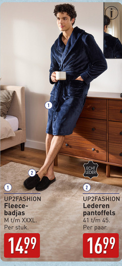 badjas herenpantoffels 1 2 45 fleece stuk leder lederen pantoffels paar 