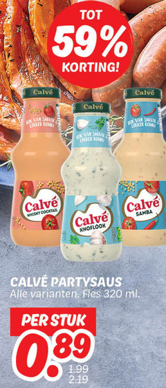  calve snacksaus 320 whisky cocktail knoflook samba partysaus fles ml stuk 