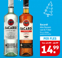  white rum bacardi spiced carta blanca establecido santiago spirit drink with spices empresa flessen liter quattro fles 