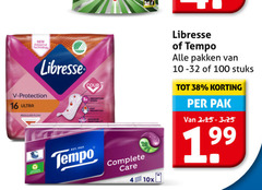  libresse tempo inlegkruisjes maandverband zakdoeken 16 100 new adaptive technology protection ultra regular flow care 10x pakken 10-32 stuks pak 