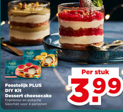  4 feestelijk cheesecake framboos pistache porties kit dessert personen stuk 3.99 