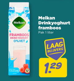  melkan drinkyoghurt 1 framboos drink yoghurt vet pak liter calcium laag blijvers 