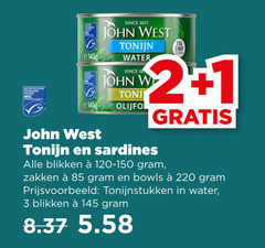  john west sardientjes tonijn in blik 1 2 3 18 since water olijfolie eiwit sardines blikken zakken bowls tonijnstukken 