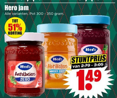  hero jam 300 350 pot aardbeien zero abrikozen minder zoet 