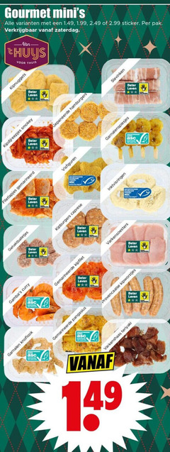  gourmet sticker pak zaterdag thuis kipnuggets beter leven slavinken smokey filetlapjes gemarineerd gehaktballetjes curry garnalen knoflook gepaneerde hamburgers garnalenspiesjes visserij kipburgers caprese inktvisringen gemarineerde kipfilet varkensoesters pangasius provencaalse kipworstjes varkenshaas teriyaki gecertificeerd 