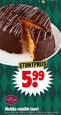  taart 16 5.99 thuis mokka vanille cake vulling overgoten chocolade coating witte cm 