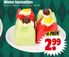  petitfours 4 winter kasteeltjes kers pistache pak stuks pack 