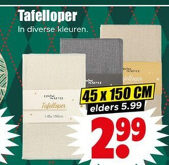  tafelloper 45 150 kleuren 150cm cm elders 5.99 