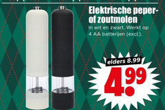  pepermolen 4 elektrische peper zoutmolen wit zwart aa batterijen elders 