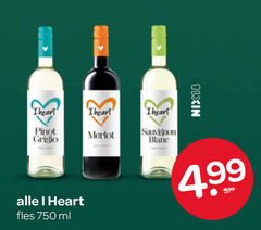  rode wijn witte 750 pinot grigio merlot sauvignon blanc heart fles ml 