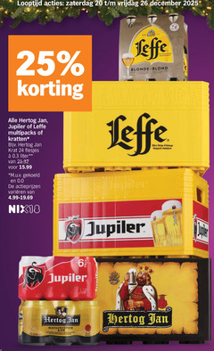  leffe hertog jan jupiler krat bier 6 9 18 20 24 25 26 looptijd zaterdag vrijdag december multipacks kratten liter m.u.v gekoeld 0.0 varieeren der blonde blond biere belge belgisch abdijbier pack natuurzuiver 