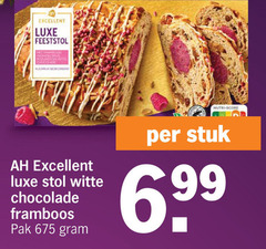 675 699 excellent luxe feeststol nutri - score ah stol witte chocolade framboos pak gram per stuk 