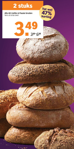  brood 2 stuks passie broden vers oven 