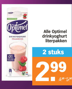  2 vernieuwd optimel drinkyoghurt framboos suiker stuks 