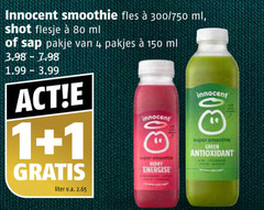  innocent fruitsmoothie 1 4 30 80 150 smoothie fles 300 750 ml shot flesje sap pakje 3.99 liter v.a. berry energise super green antioxidant 