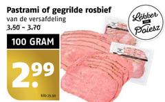  gebraden rosbief pastrami 100 gegrilde versafdeling yan kilo 
