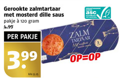  gerookte zalmfilet 120 zalmtartaar mosterd dille saus pakje 3 99 kilo gecertificeerd asc-aqua.org zalm tartaar 