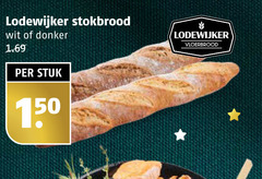  stokbrood 150 lodewijker wit donker stuk vloerbrood 