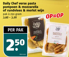  pasta 250 daily chef verse pompoen mozzarella rundvlees merlot wijn pak kilo 