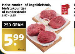  biefstuk 250 malse runder kogelbiefstuk biefstukpuntjes rundersteaks 5 99 kilo rund vlees 