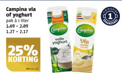  campina yoghurt vla 1 25 pak liter volle vanille smack v.a. 