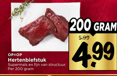  hert 200 hertenbiefstuk supermals fijn structuur 5.99 